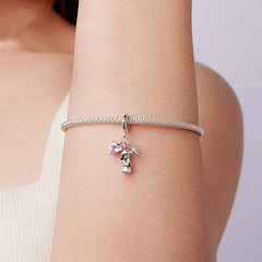 Heart Cross Pendant Parts S925 Sterling Silver Bracelet String Beads